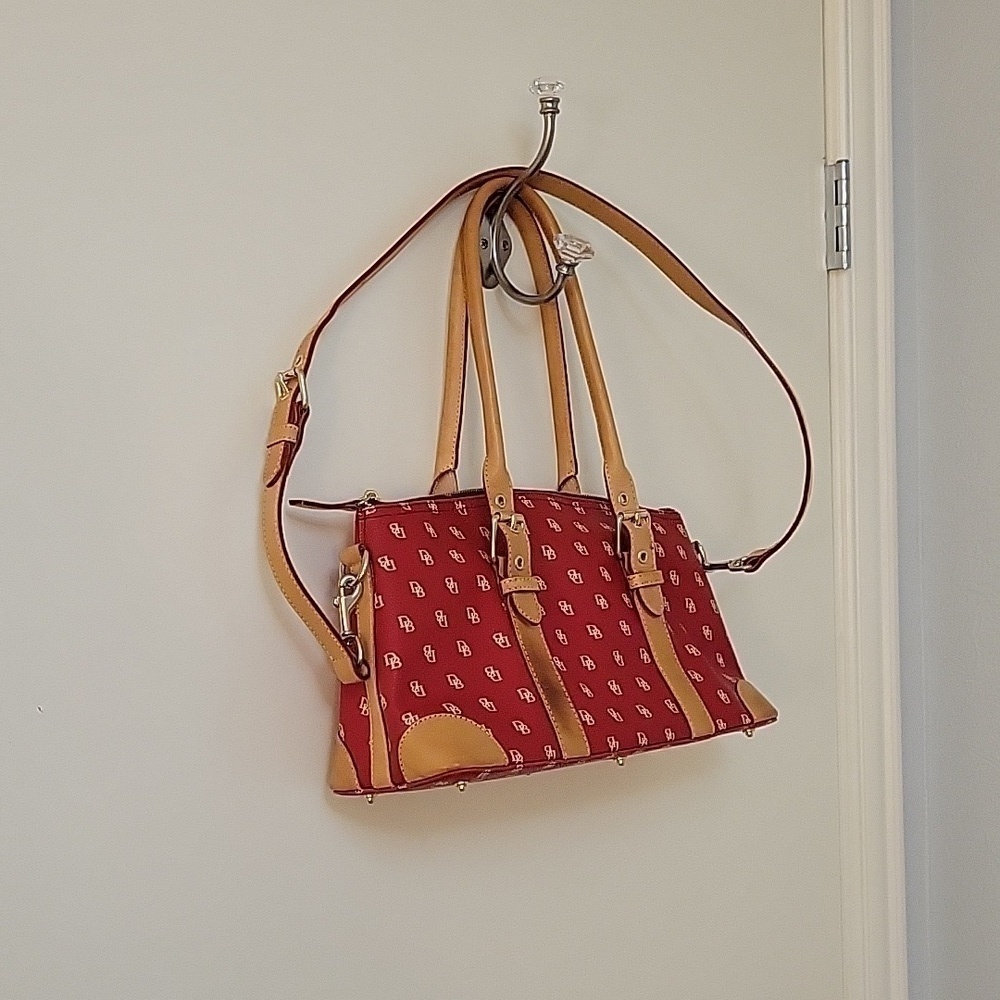 Vtg 1990s DOONEY & BOURKE Tomato Red Logo Satchel Shoulder Bag - Picture 3 of 15